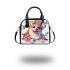 Cute corgi puppy with pink roses and butterflies shoulder handbag