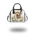 Cute golden retriever puppy with daisies and easter eggs shoulder handbag