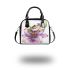 Cute green frog with purple flowers on its back shoulder handbag