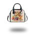 Cute lion cub in the style of an abstract geometric shoulder handbag