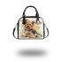 Cute little yorkshire terrier with long hair and bows in her ears shoulder handbag