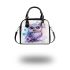 Cute owl with big eyes and a pink blue gradient color scheme shoulder handbag