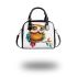 Cute owl with big eyes colorful feathers and beautiful wings perched shoulder handbag