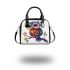 Cute owl with big eyes colorful feathers and beautiful wings perched shoulder handbag