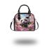 Cute panda surrounded among blooming cherry blossoms shoulder handbag