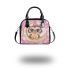Cute pink and white polka dot background with stars shoulder handbag