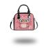 Cute pink owl with a bow on its head shoulder handbag