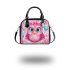 Cute pink owl with a bow on its head shoulder handbag