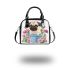 Cute pug dog inside a flower bucket shoulder handbag