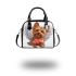 Cute valentine yorkie with angel wings holding heart shoulder handbag