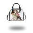 Cute valentine's day beagle puppy holding a pink rose shoulder handbag