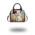 Cute white baby cat blue eyes shoulder handbag