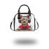 Cute yorkshire terrier dog wearing headphones shoulder handbag