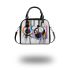 Featuring various circles and lines in shades of black shoulder handbag