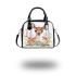 Floral to cute deer with big head and eyes shoulder handbag