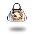 Floral wreath with bumblebee by tracie grimwood shoulder handbag