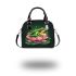 Frog jumping on a pink lotus flower shoulder handbag