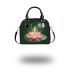 Frog on a lily pad jumping into pink lotus flower cartoon shoulder handbag