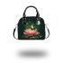 Frog on a lily pad jumping into pink lotus flower cartoon shoulder handbag