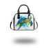 Geometric sea turtle blue and green shoulder handbag