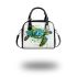 Geometric sea turtle blue and green shoulder handbag