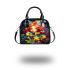 Girl Surrounded by Colorful Frogs Shoulder Handbag