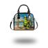 Grinchy with black sunglass drink juice fruit shoulder handbag