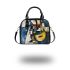 Guitar and wine glass cubism style painting shoulder handbag