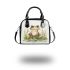 Happy frog sitting in the grass near a pond shoulder handbag