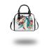Horse head with turquoise and teal flowers shoulder handbag