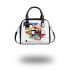 Incorporating geometric shapes and contrasting colors shoulder handbag