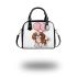 King charles spaniel dog holding pink balloons shoulder handbag