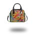 Loose dancing lines in bright colors like musical notes shoulder handbag