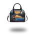 Majestic stag stood tall on the edge of an alpine lake shoulder handbag