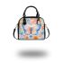 Orange butterfly surrounded by colorful spring flowers shoulder handbag