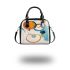 Painting zoomed in on the circles and lines shoulder handbag