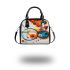 Painting zoomed in on the circles and lines shoulder handbag