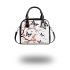 Pink and black butterfly pattern with flowers stars shoulder handbag
