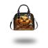 Pumpkin grinchy smile and dogs show d shoulder handbag