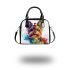 Punk yorkshire terrier dog with rainbow colored hair shoulder handbag