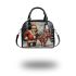 Red grinchy smile and dancing santaclaus shoulder handbag