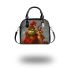 Red grinchy smile and dog shoulder handbag