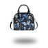Seamless pattern with digital illustrations of blue butterflies shoulder handbag