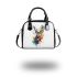 Stag design in the style of white background shoulder handbag