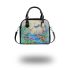 the river with musical note flowers and bamboo flutes Shoulder Handbag