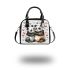 Two cute pandas hugging surrounded shoulder handbag