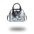 Watercolor black horse head with white rose shoulder handbag