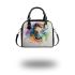 Watercolor horse in rainbow colors shoulder handbag