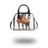 Watercolor illustration of an elegant brown french horse shoulder handbag