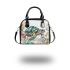 Whimsical watercolor turtle with floral patterns shoulder handbag